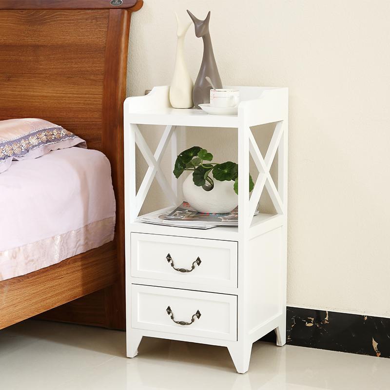床头柜实木简欧窄储物柜床边柜储物柜25厘米二抽小柜子田园收纳柜定制