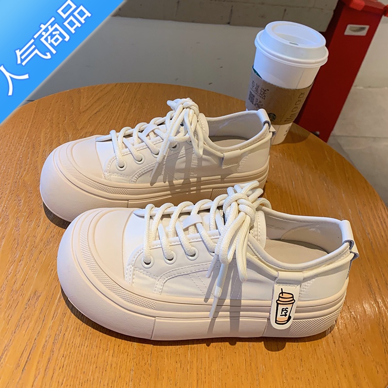 SUNTEK大头厚底帆布鞋女2023新款夏季透气小众增高休闲百搭丑萌运动板布高清大图