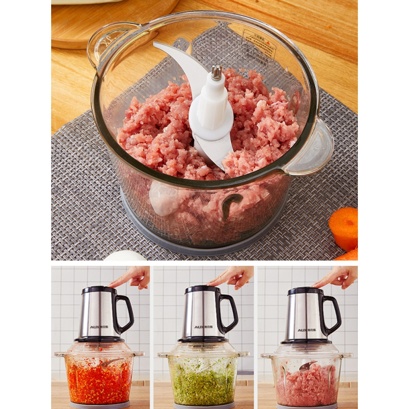 奥克斯绞肉机3L大容量商用家用电动不锈钢多功能辅食机搅拌菜饺馅