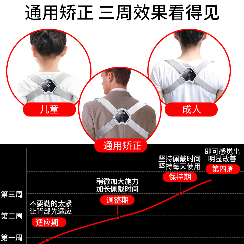 德国康仕坦(Konston)背倍佳矫姿带儿童学生成人男女矫正带矫正器灰色矫姿用品