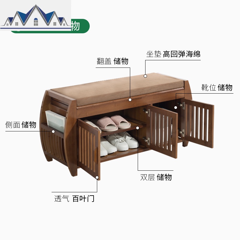 换鞋凳式鞋柜家用穿鞋凳进口实木储物凳收纳换鞋凳子多功能 三维工匠收纳凳高清大图