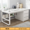 电脑桌书桌学习桌学生家用写字电脑桌台式工作台卧室简易带抽屉办公桌子 【稳固钢架】120CM暖白色