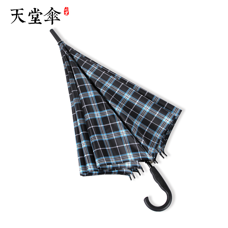 天堂伞2018新款长柄伞格子伞商务直柄半自动晴雨伞强拒水防风防暴雨超大双人男女通用