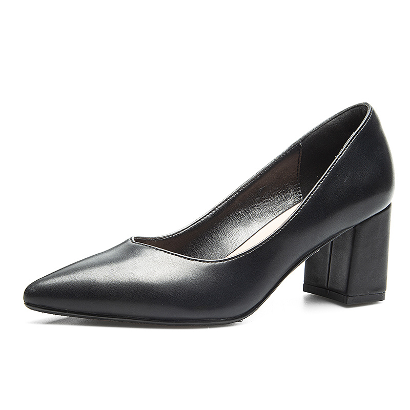 奥康女鞋春秋浅口尖头通勤鞋职场办公室6m高跟气质ol女单鞋