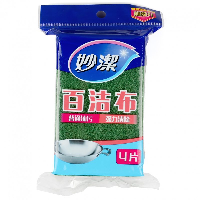 妙洁百洁布厨房家务清洁百洁布洗碗布刷锅去污组合百洁布4片装百洁布(3包/12片)11cm*7cm高清大图