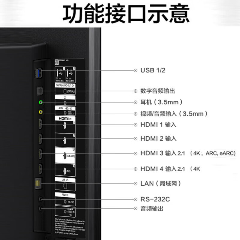 索尼(SONY) FW-65BU30J显示器65英寸电视机 4K超高清HDR 无线投屏 办公家用视频会议专业广告机