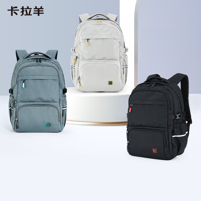 卡拉羊3维防下坠减负大容量多隔层休闲双肩包CX5497-1黑色310*440*190mm26L