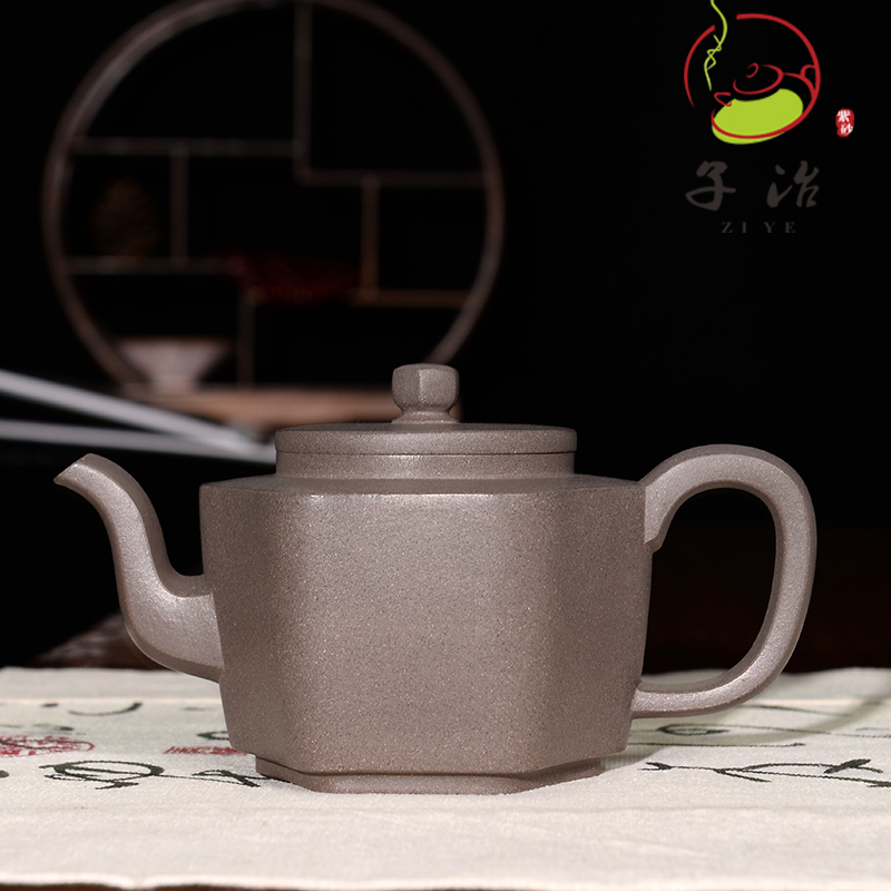 [子冶]280cc六方宫灯 原矿青灰段泥宜兴紫砂壶名家纯全手工正品