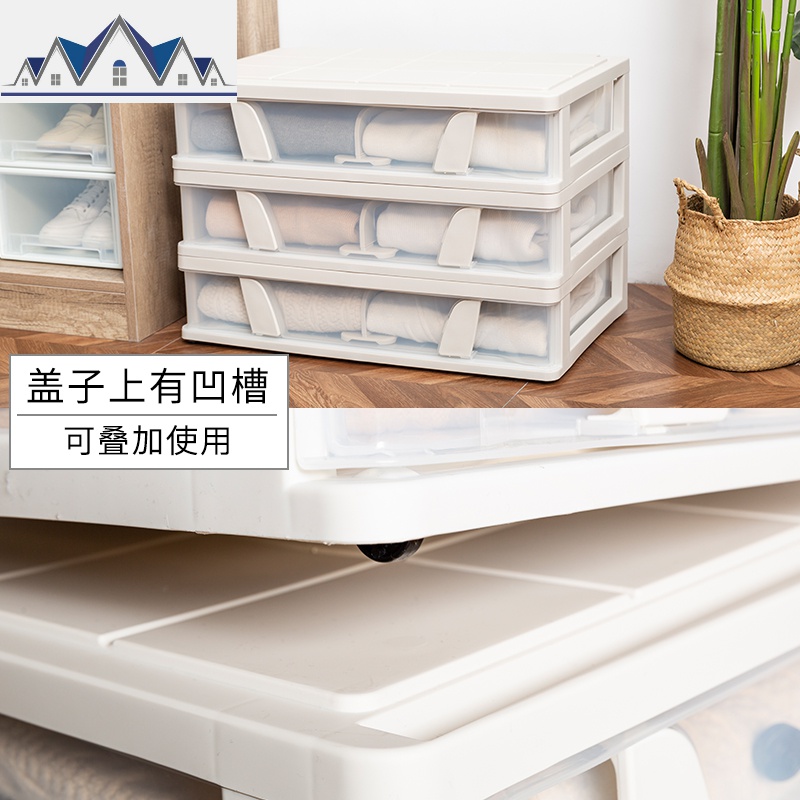 大号扁平床底收纳箱抽屉式衣服被子整理箱塑料带滑轮床下收纳箱 三维工匠高清大图