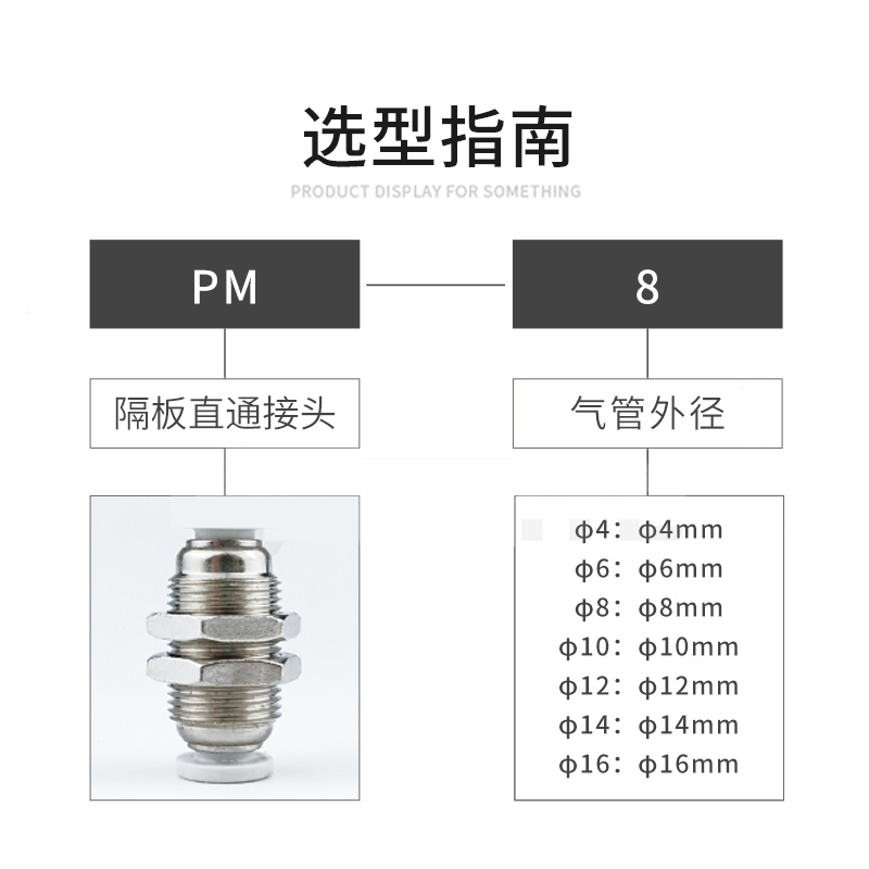 白色法耐气管快插接头隔板直通气管快插气动快速接头PM4_6_8_10_12mm PM6(白色)