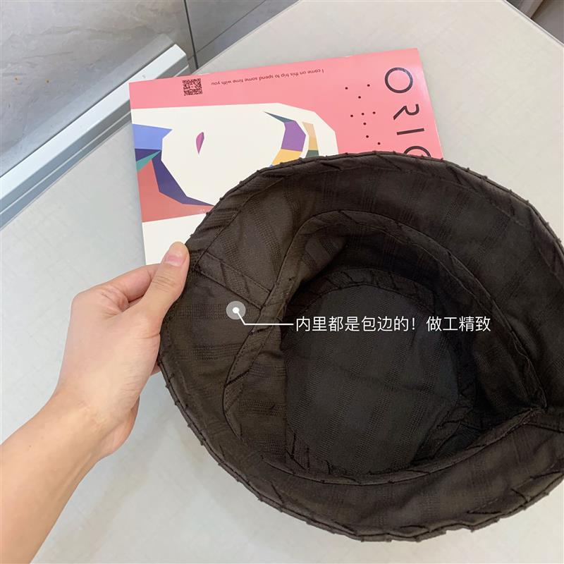 uncleyao大头圆脸都适合!竖条纹提花棉麻质感显脸小渔夫帽盆帽子
