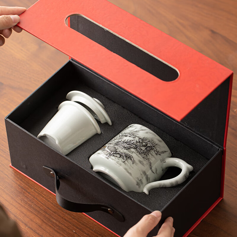 苏氏陶瓷/SUSHI CERAMICS J1021 水墨龙腾盛世办公杯非遗传承人苏爱珍老师作品