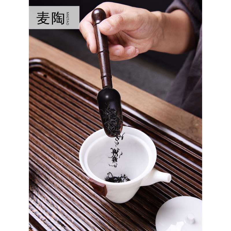 美帮汇福袋六君子 黑檀实道茶夹茶针杯叉简约复古茶具配件茶勺图片