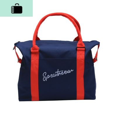 网红旅行包袋女手提大容量行李包短途旅行出差健身包穿拉杆待产包NEWLAKE 蓝色字母小