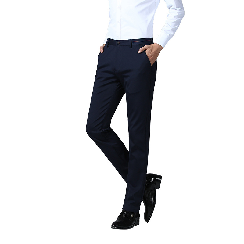 啄木鸟男士休闲裤春秋季商务修身西裤男冬季加绒时尚弹力长裤子高清大图