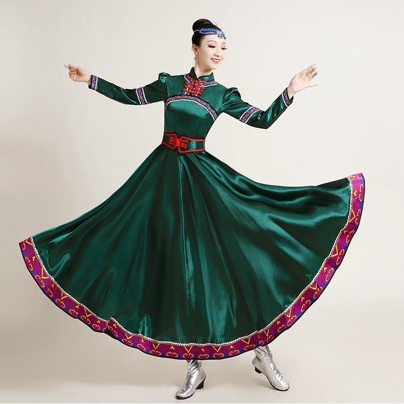 酒红色 如图 s 蒙古演出服少数民族服装现代民族风舞蹈顶碗筷子舞艺考