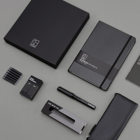 kinbor商务文具套装DTB2010 手账本礼盒文具套装手帐本(A5笔记本子/文具袋/钢笔/6只墨囊)黑骑士