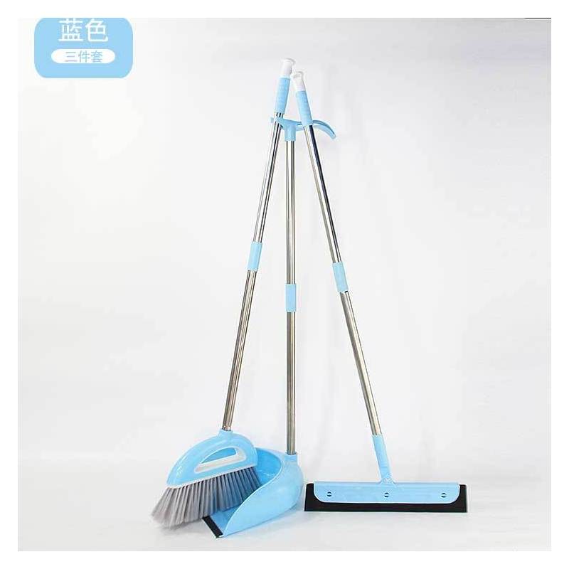 扫把簸箕刮水器三件套装组合家用加厚不锈钢软毛笤帚扫帚地刮扫地|紫罗兰 三件套[扫把+簸箕+刮水器]