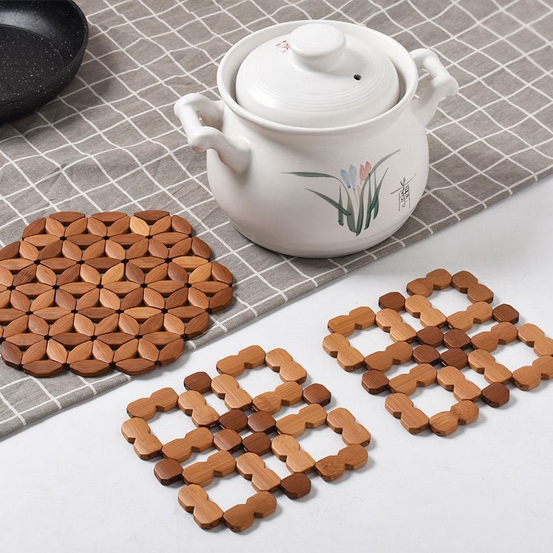 家用大号24cm隔热垫竹制砂锅垫饭店加厚防烫防滑餐桌垫圆形碗垫子