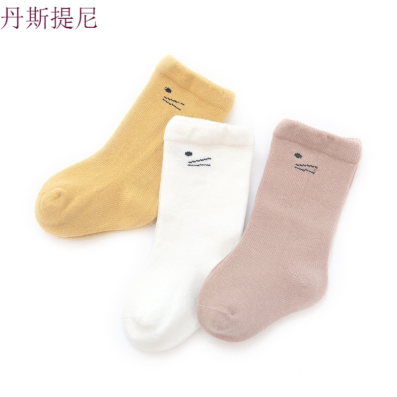 婴儿袜子春秋冬季纯棉0-1岁3个月男女童宝宝新生儿松口中筒长筒袜