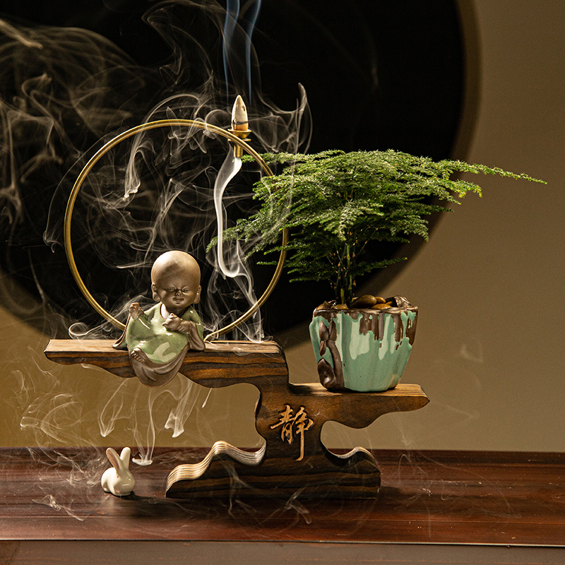 三维工匠 禅静(赠绿植 倒流香 鹅卵石)