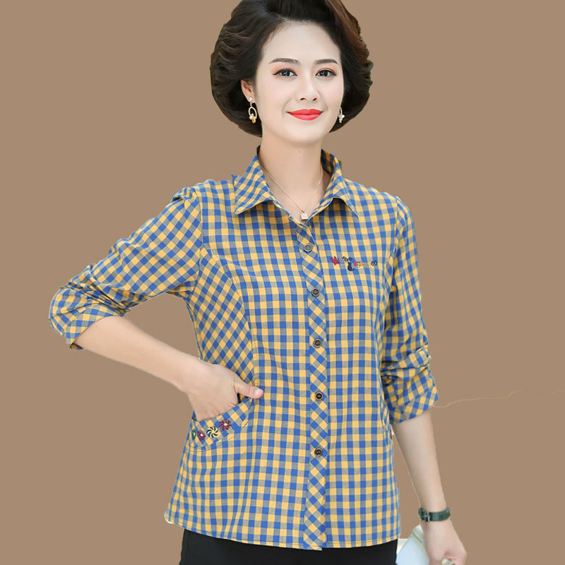 花格衬衫女长袖