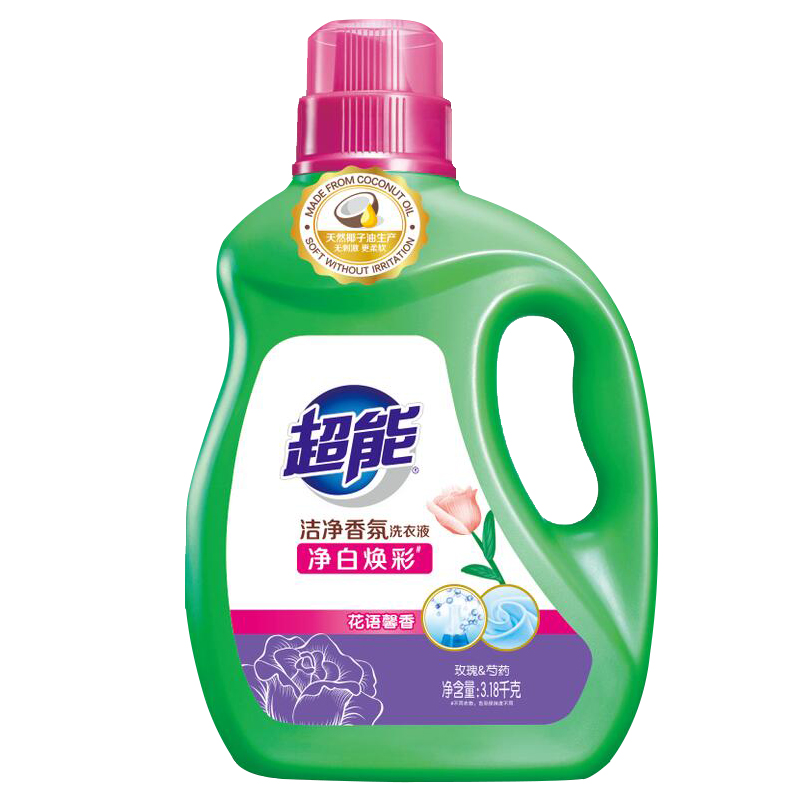 超能 单瓶装 洁净香氛净白焕彩洗衣液3.18kg高清大图