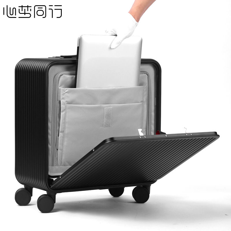 心梦同行全铝镁合金拉杆箱17寸行李箱出差登机箱旅游密码箱万向轮旅行箱 黑色818-17/个高清大图