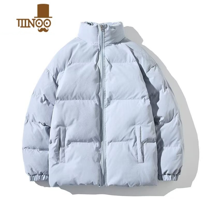 YANXU高领棉衣加厚加绒外套男新款纯色棉袄羽绒服情侣装面包服大码高清大图