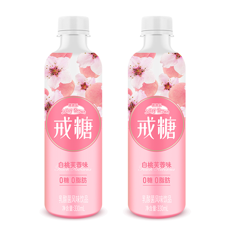 界界乐Jelley Brown 戒糖 乳酸菌风味果汁饮品 白桃芙蓉味 330ml*6瓶