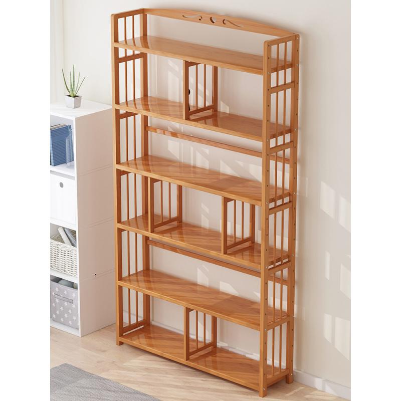 书架置物架落地简易收纳 儿童桌上省空间家用楠竹简约学生书柜 定制