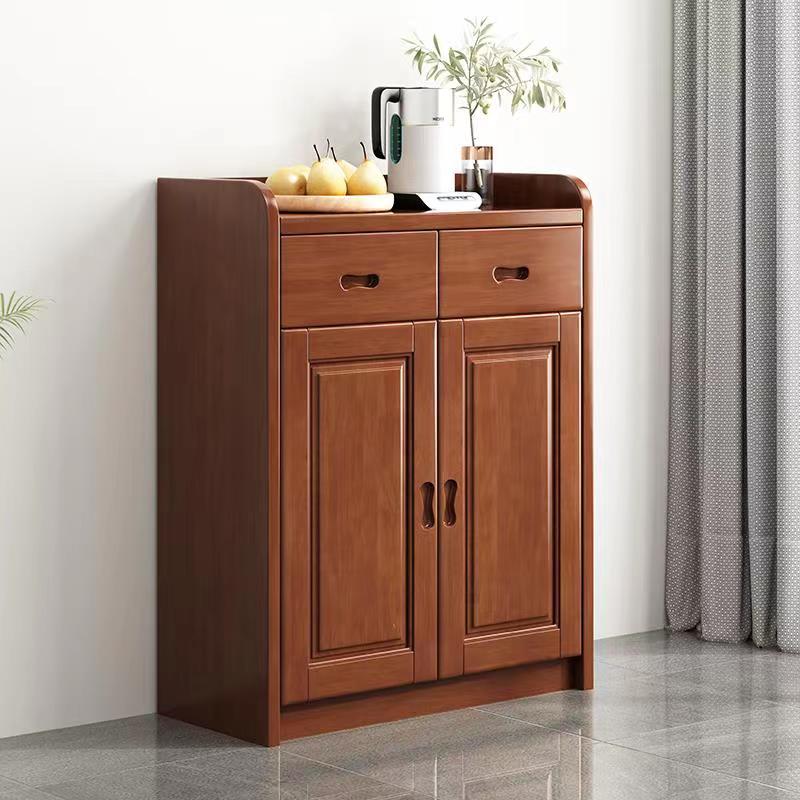 青木川 简约现代实木鞋柜家用进门口入户小户型两门三门四门阳台户外白色灰色大容量多层收纳储物柜鞋架 两门【海棠色】90厘米长