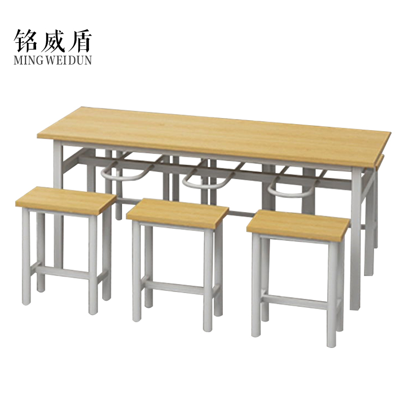 铭威盾餐桌6人学校食堂小吃店快餐桌椅饭堂防火板桌1800*600*750含椅