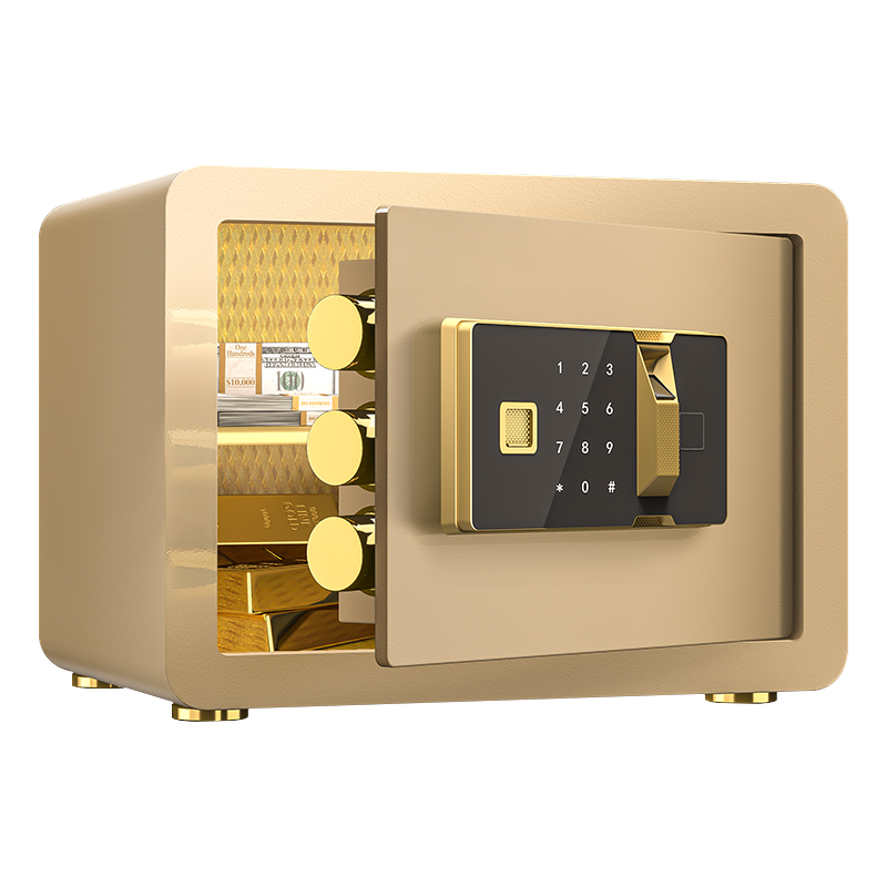 臻远ZY-NW-BXGS-06全钢实心保险柜办公防盗保险箱 高25cm金色指纹款高清大图
