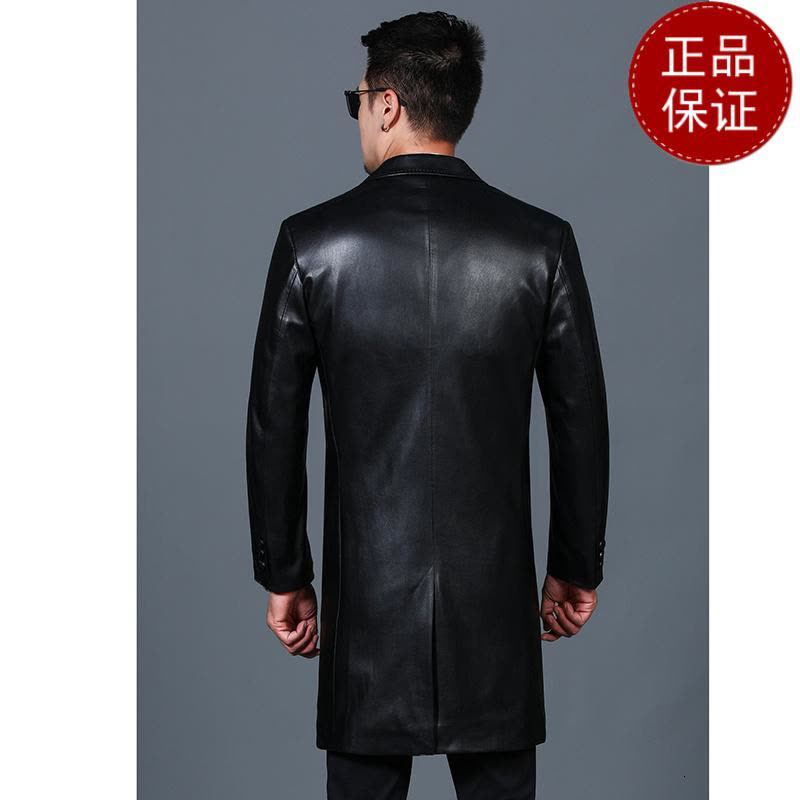免费试穿 高档皮衣中长款风衣冬天穿加绒外套防水衣英伦风休闲皮大衣软皮料2024冬装新款外套潮海宁软皮夹克大码男装图片