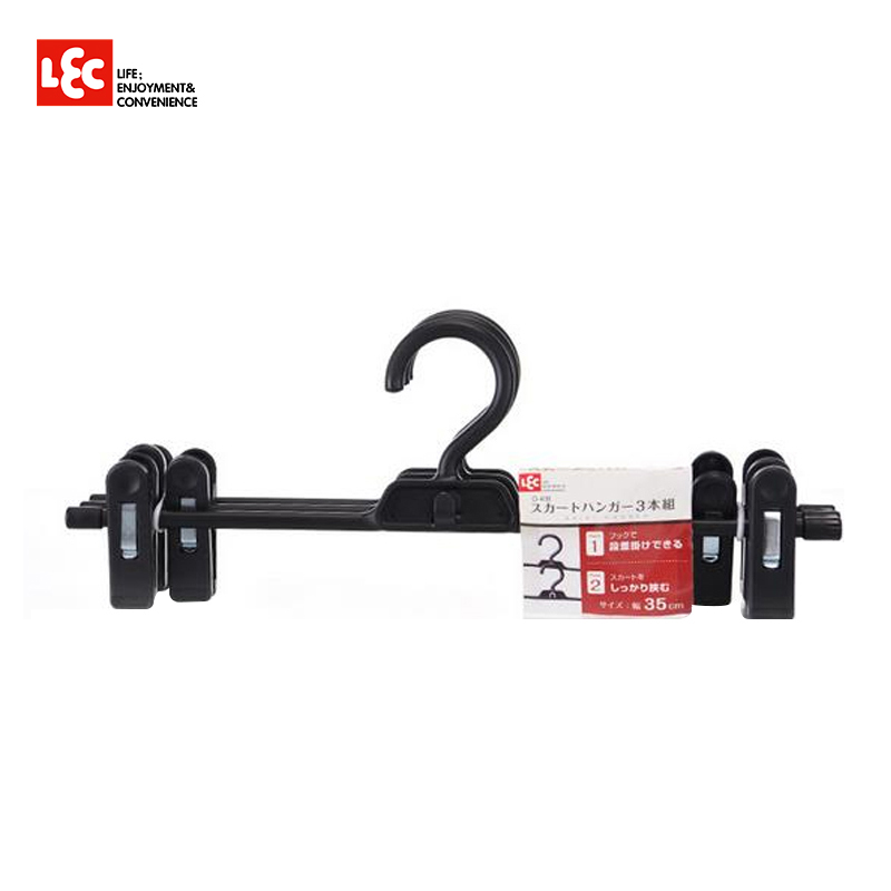 LEC丽固生活日用品可伸缩可叠挂单杆式塑料裙子架可调节裤架裙架3个装0-408