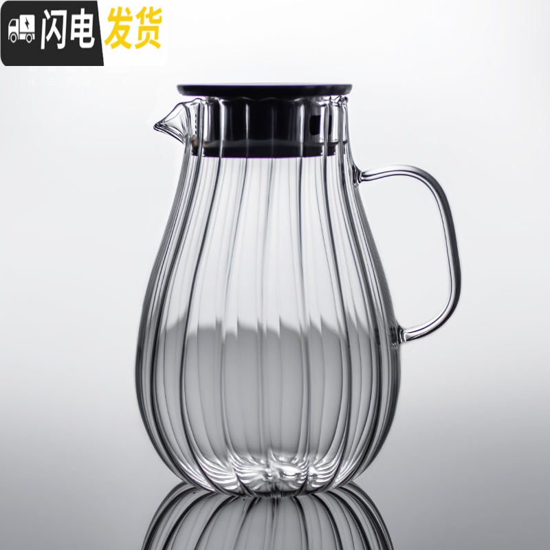 三维工匠玻璃凉水壶可高温家用大容量杯防爆扎壶果汁凉白开茶壶套装冷水壶 玻璃圆身壶+4直口杯茶具高清大图