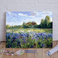 diy数字油画客厅风景花卉动漫人物填色手绘大幅装饰画 花田紫韵 花田紫韵 40*50无框
