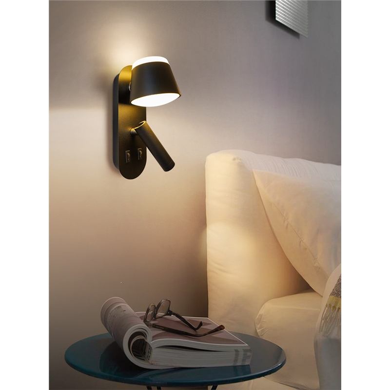 古达北欧壁灯卧室床头灯usb充电轻奢酒店简约现代led温馨房间阅读射灯