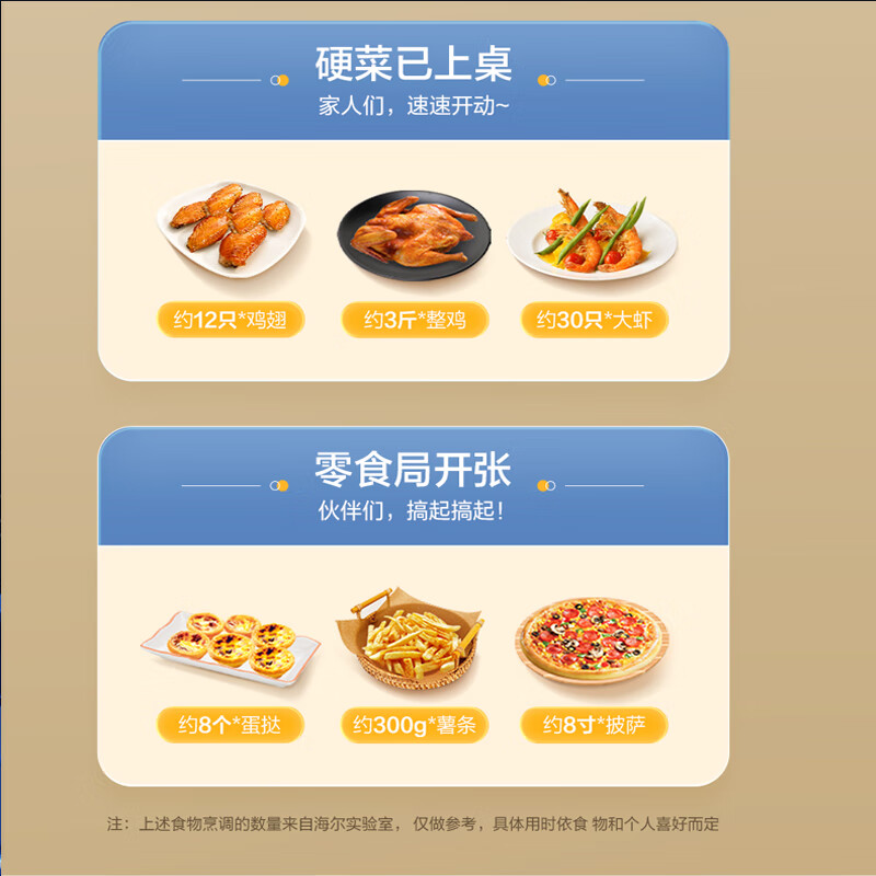 海尔(Haier)空气炸锅 家用5升大容量多功能无油烟电炸锅不沾低卡1500W 精准控温定时 HA-E510A高清大图