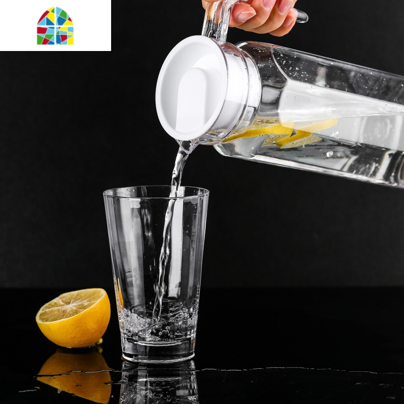 亚克力pc塑料扎壶冷水壶凉水壶果汁壶果汁酒吧水壶餐厅泡柠檬家用 FENGHOU 钻石壶1600ml-灰色
