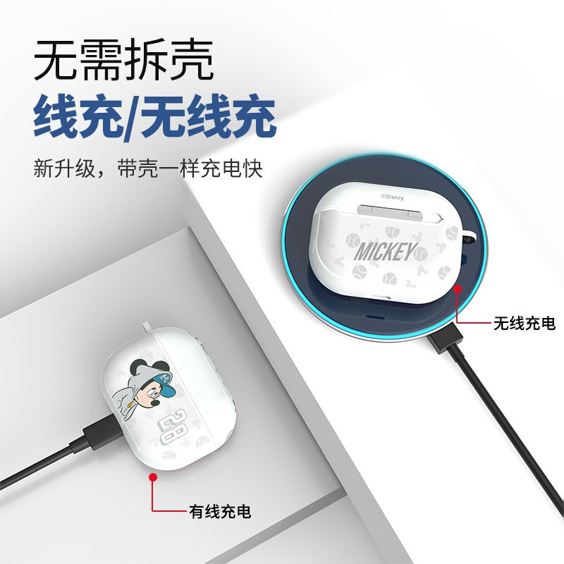 ESCASE 迪士尼苹果airpodspro保护套2021新款无线耳机3代软壳硅胶皮纹超薄动漫蓝牙个性潮男女