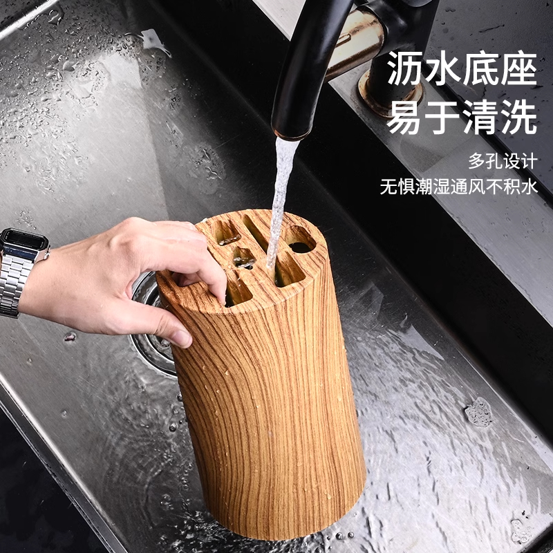 木纹锻打菜刀收纳刀架套装切片砍骨刀厨房水果刀厨剪用品7163高清大图
