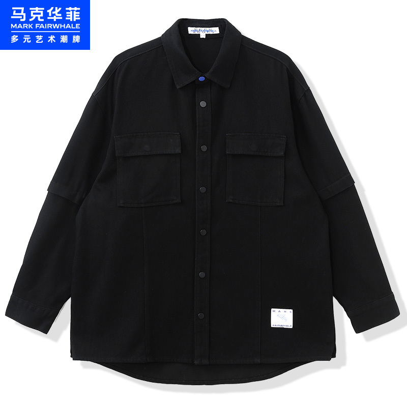马克华菲牛仔外套男2022秋季新款商场同款潮牌高街时尚个性夹克