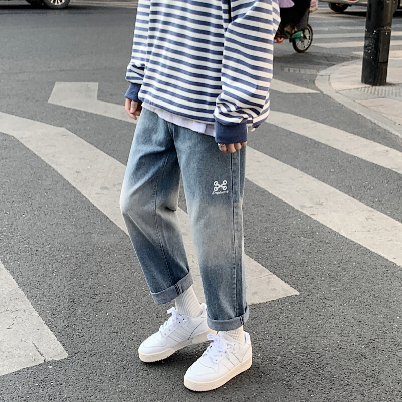 梵克公牛渐变色牛仔裤男韩版潮流百搭常规百搭老爹裤子网红很仙的痞帅