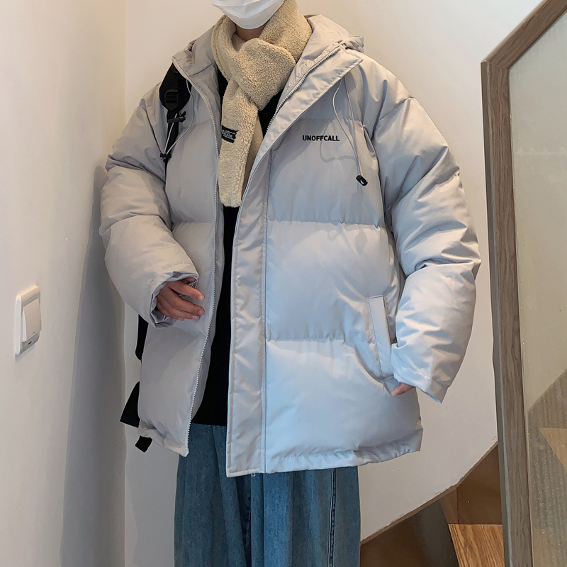 YUANSU冬装新款韩版字母刺绣连帽棉衣外套情侣百搭宽松保暖面包服棉服潮棉衣