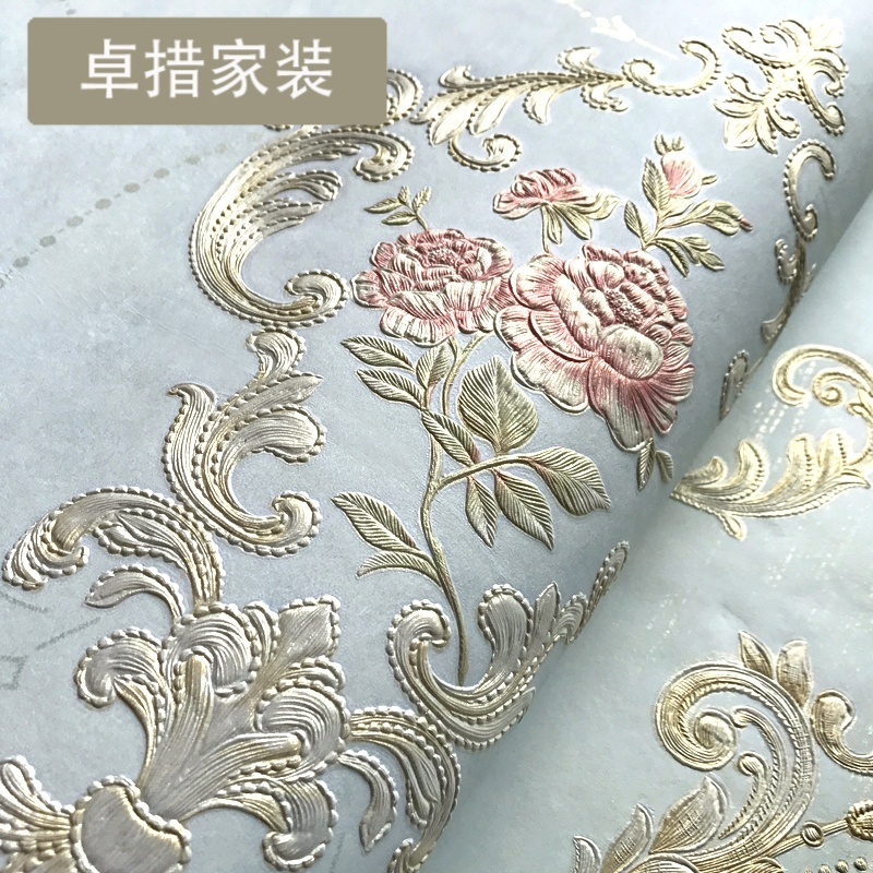 经典田园墙纸 唯美欧式田园卧室壁纸 婚房花朵马士革墙纸 U953壹德壹