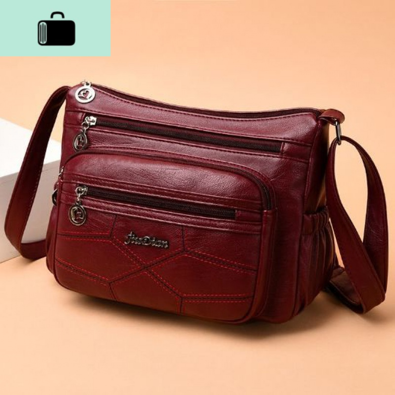 软皮小方包女斜挎包中年单肩包妈妈包水洗皮女包包包女2019新款new