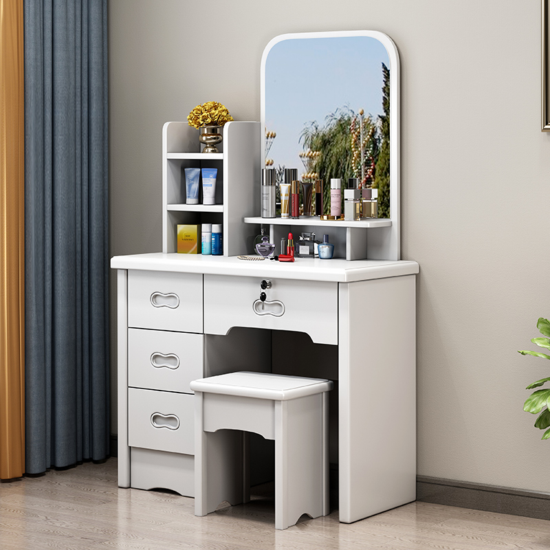 青木川 中式实木梳妆台家用卧室房间现代简约化妆台带化妆镜带锁抽屉