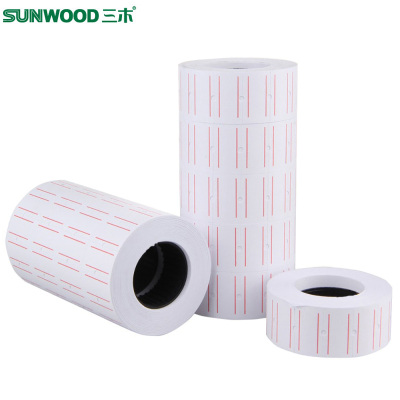 三木(SUNWOOD)6673单排标价纸10卷/筒 2筒 21*12mm打价纸 单排标签纸白色 超市标价纸 打印标签